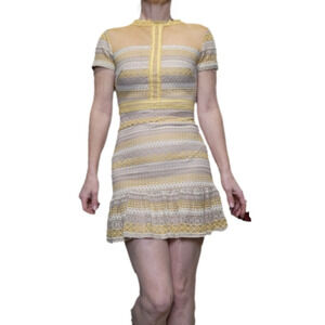 SIZE XS Mini dress high neckline lace dress short sleeve FRANCESCA'S NWT